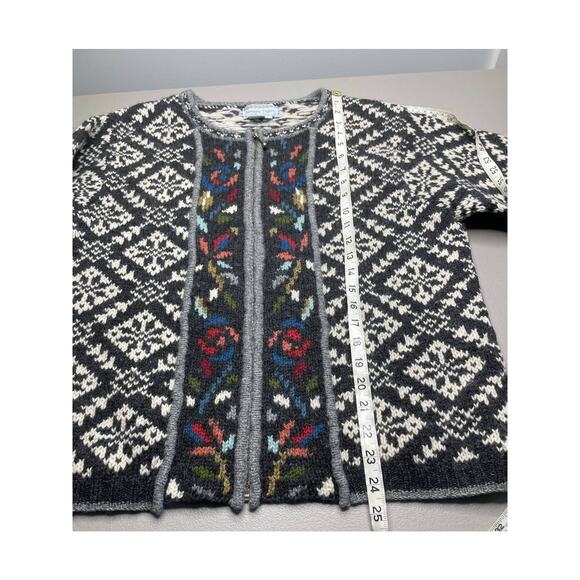 Vtg Nomadic Traders Fair Isle Cardigan Sweater Full Zip Long Sleeve Multicolor L - Picture 9 of 10